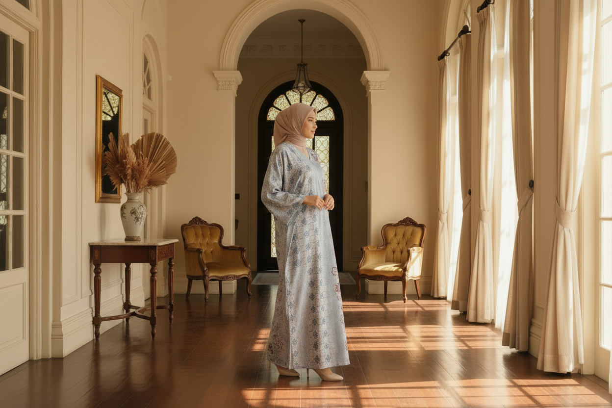 Pastel Blue Kaftan - Right