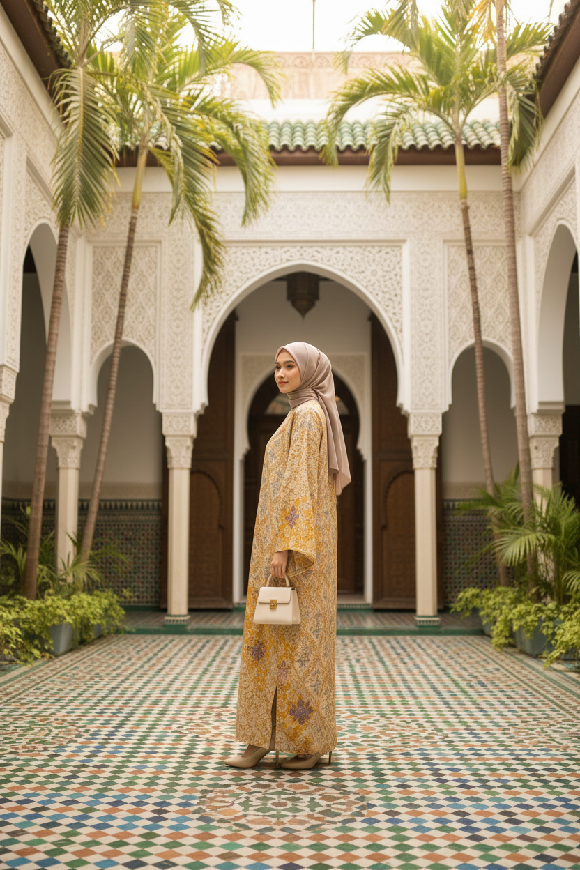 Mustard Yellow Kaftan - Editorial Style